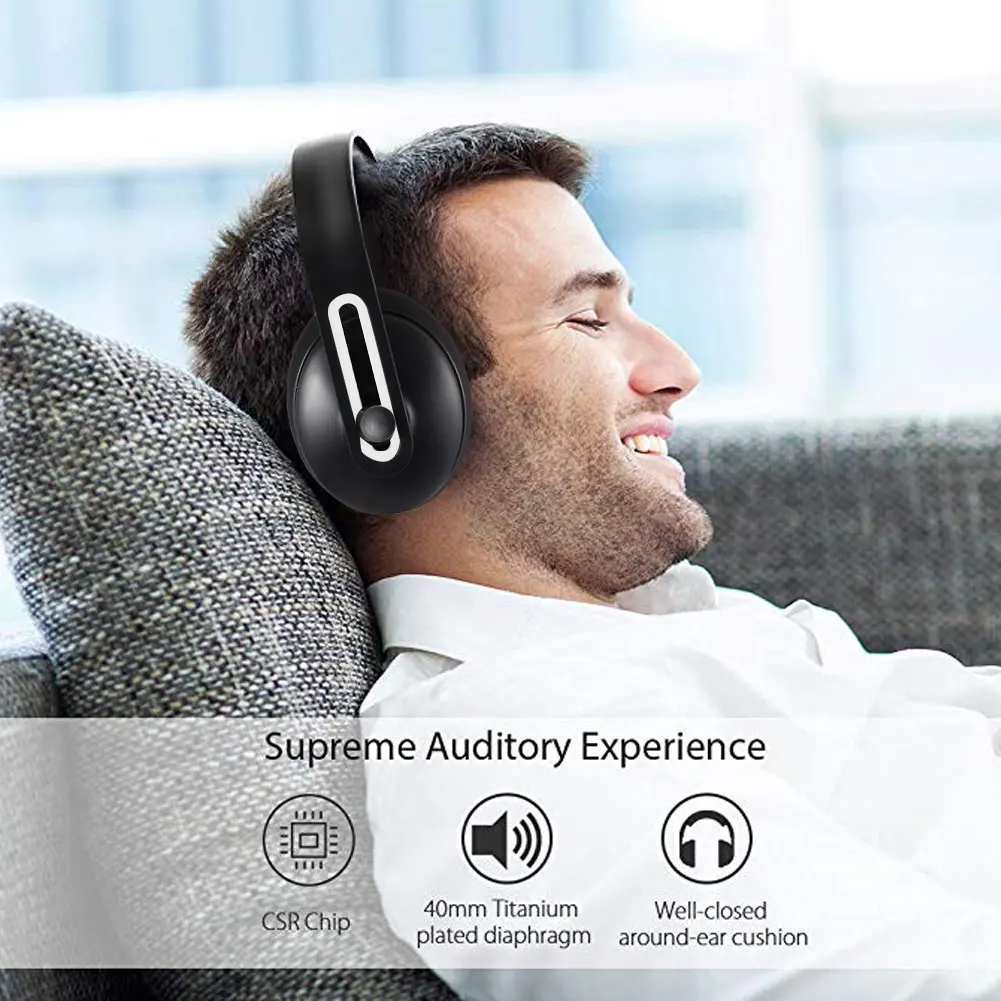 

Noise Cancelling Headphones Wireless Bluetooth Headset with Mic for Phones Music Player HSJ-19