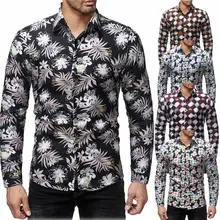 Мужская рубашка с длинным рукавом на пуговицах плотный облегающий Топ повседневные официальные рубашки