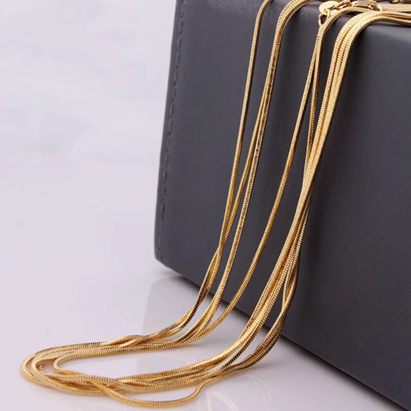 

Concise Snake Chain Wholesale Gold Color Snake Chain 16 18 20 22 24 26 28 30 Inch Necklace For Women Drop Shipping Snake Chains