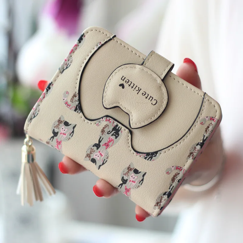 Buy New Arrival pu Leather Women Wallets Cute Tassel Women Short Wallets Ladies