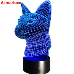 3D кошка ночник настольная лампа внутреннего touch Сенсор Светодиодная лампа ночник 7 цветов Изменение Симпатичные ночника Спальня свет