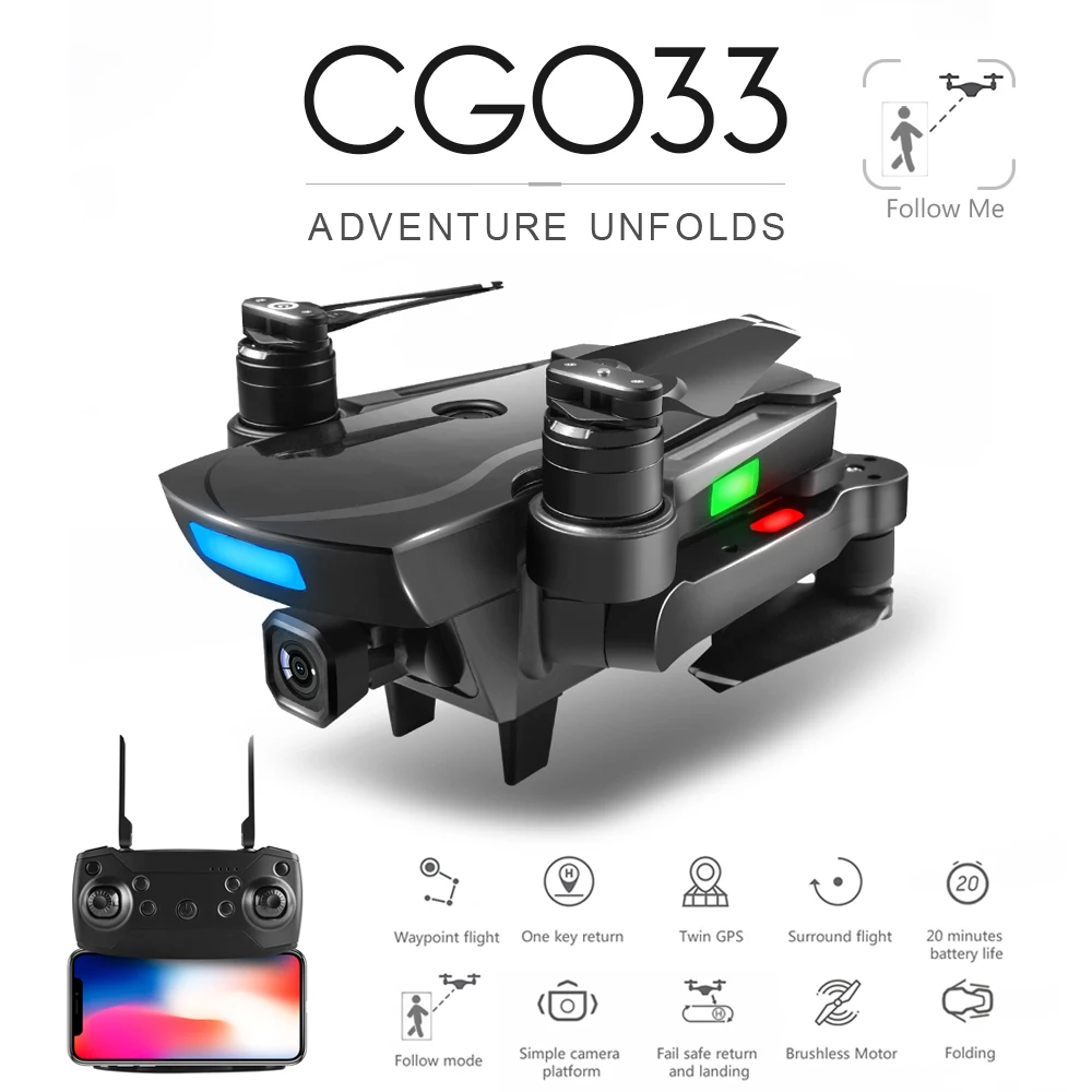 

ZWN CG033 Brushless FPV Quadcopter With 1080P HD Wifi Gimbal Camera Or No Camera RC Helicopter Foldable Drone GPS Dron Kids Gift