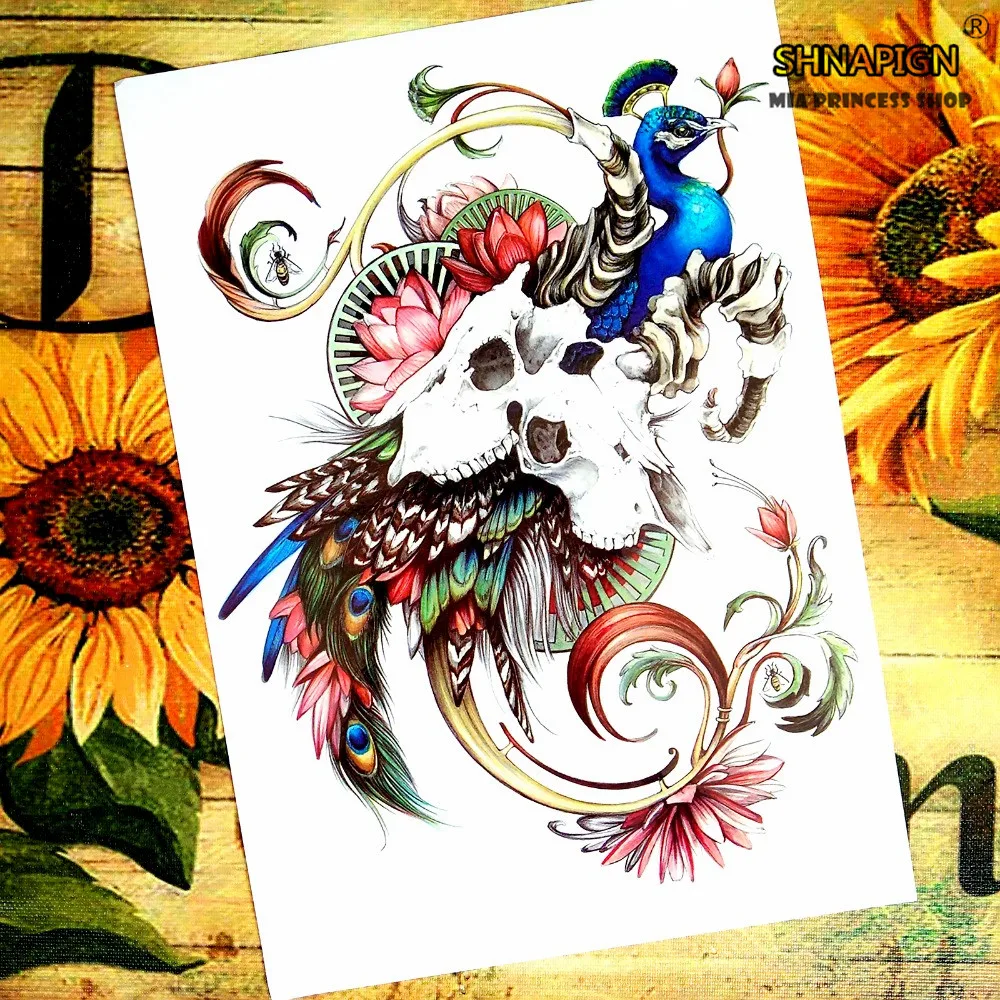 peacock Temporary Tattoo Body Art Flash Tattoo Stickers 12*20cm