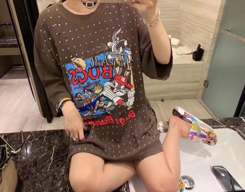 

BH04669 Fashion women Tops & Tees 2019 Runway Luxury famous European Design party style T-Shirts Women's Clothing