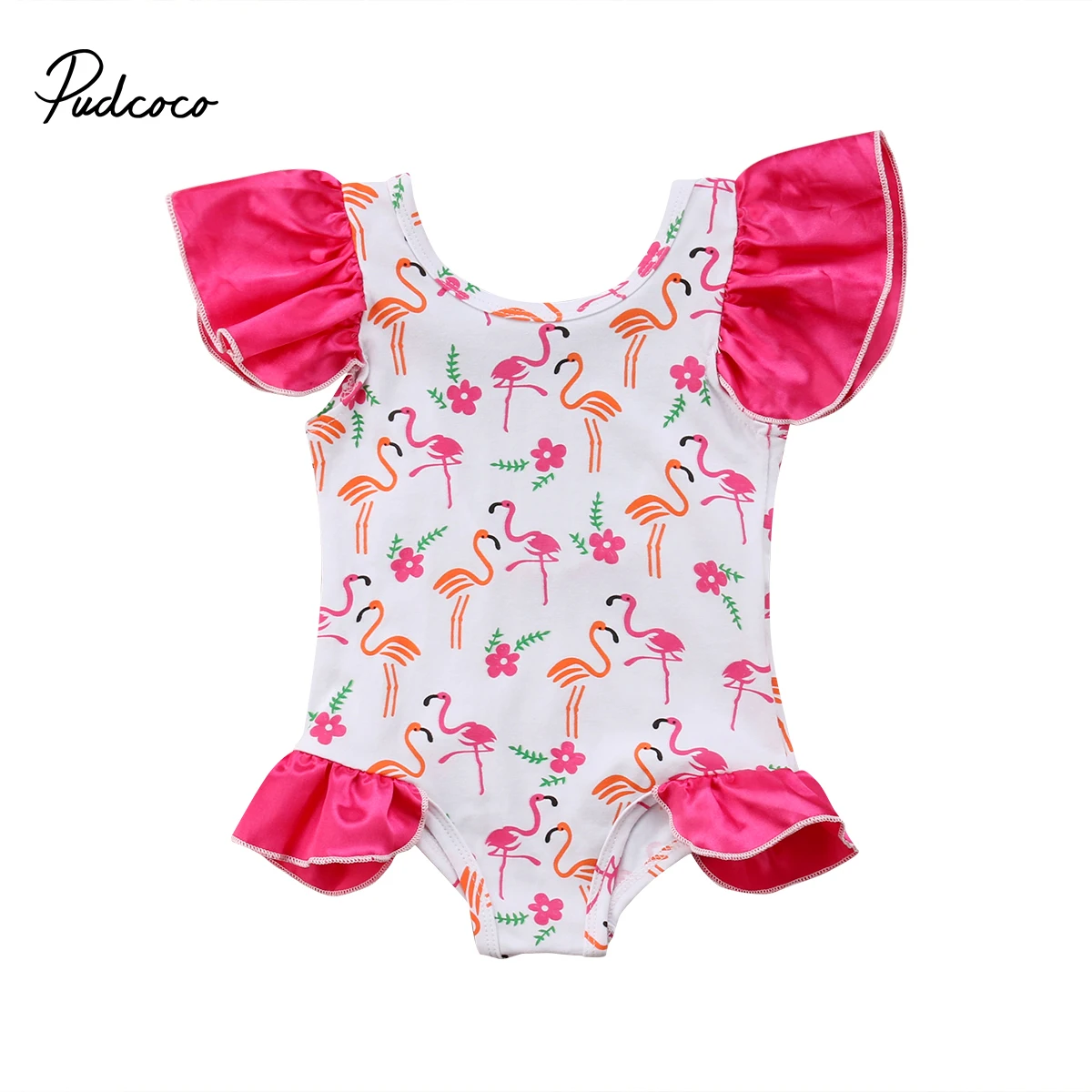 Cute Newborn Baby Girl Flamingo Clothes Ruffles Sleeveless Cartoon