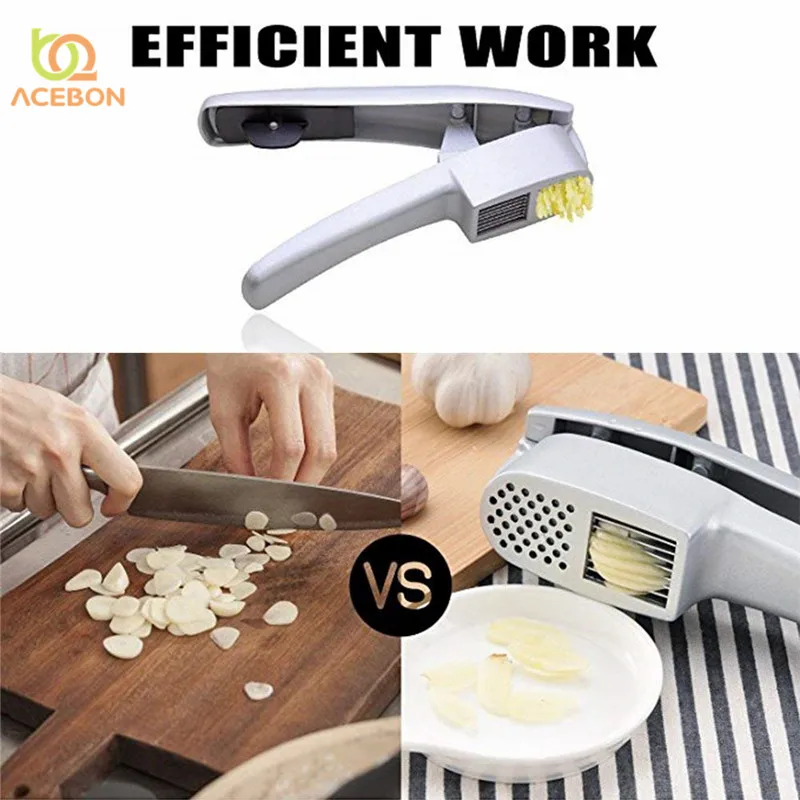 Garlic Press Mincer and Slicer 2 in 1 Kitchen Gadget Aluminium Crusher Mincer Grinder Chopper Slicer for Garlic Kitchen Tool