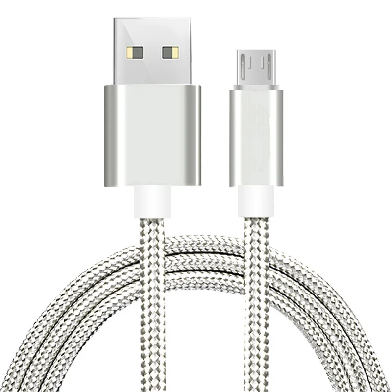 3 м Плетеный Micro USB кабель для зарядки и передачи данных для OPPO R15 R15X A5 A7 samsung S6 S7 Note Edge Note4 Redmi 5A 6A 6 Note5 зарядный кабель - Цвет: Silver