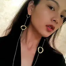 Новые модные женские серьги в европейском и американском стиле, длинные серьги в стиле хип-хоп, золотые аксессуары