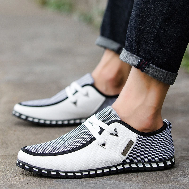 Lazy Canvas Shoes Men Casual Shoes Footwear Loafers Soft Comfortable Outdoor Flat Male Driving Man Shoes Chaussure Homme Size 47