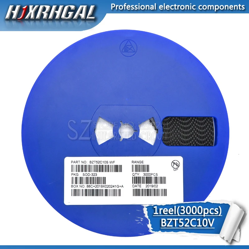 1reel 3000pcs Zener diode BZT52C10V BZT52C SOD-323/123 WF SMD new and original HJXRHGAL | Электронные компоненты и