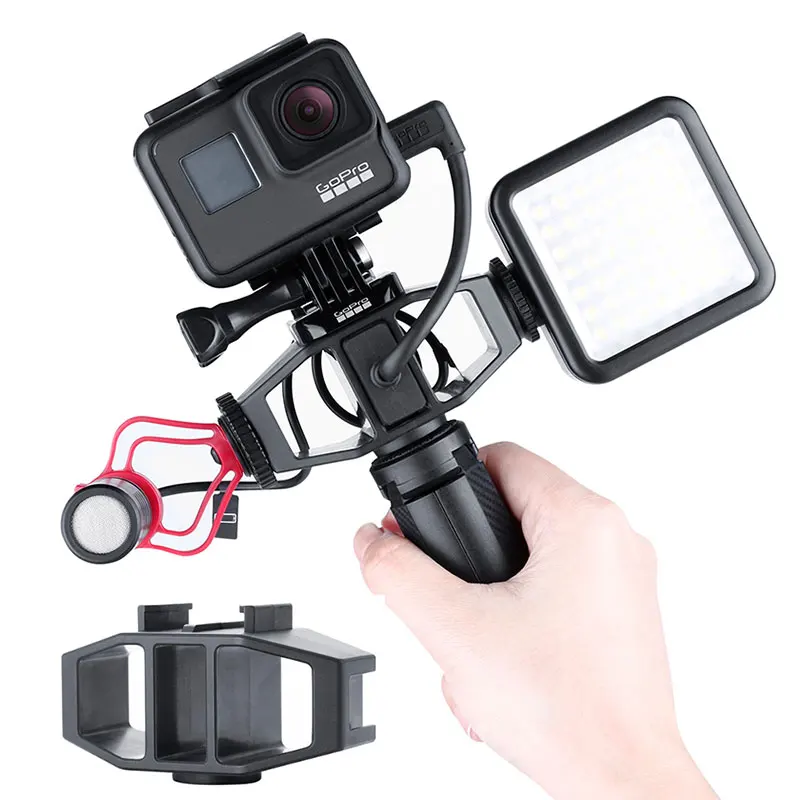 ULANZI GP-1 Gopro чехол Vlog штатив Стенд, 2 Холодный башмак крепление для микрофона светильник аксессуары для экшн-Камеры Gopro Hero 7 6 5