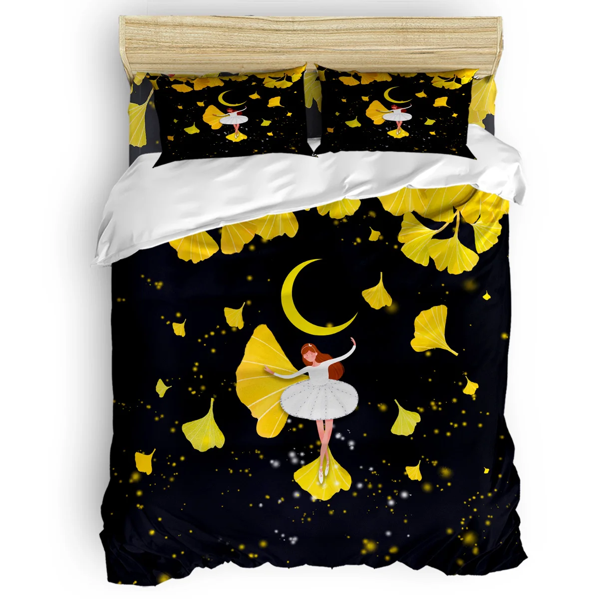 

Ginkgo Leaf Ballet Girl Cartoon 3 Pcs 4 Pcs Bedding Set Home Decor Duvet Cover Set Comforter Bedding Sets Adult Free Shipping