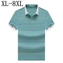 Новинка, летняя классическая мужская рубашка поло размера плюс 6XL 7XL 8XL, полосатая Мужская рубашка поло с коротким рукавом, высокое качество, брендовая рубашка поло