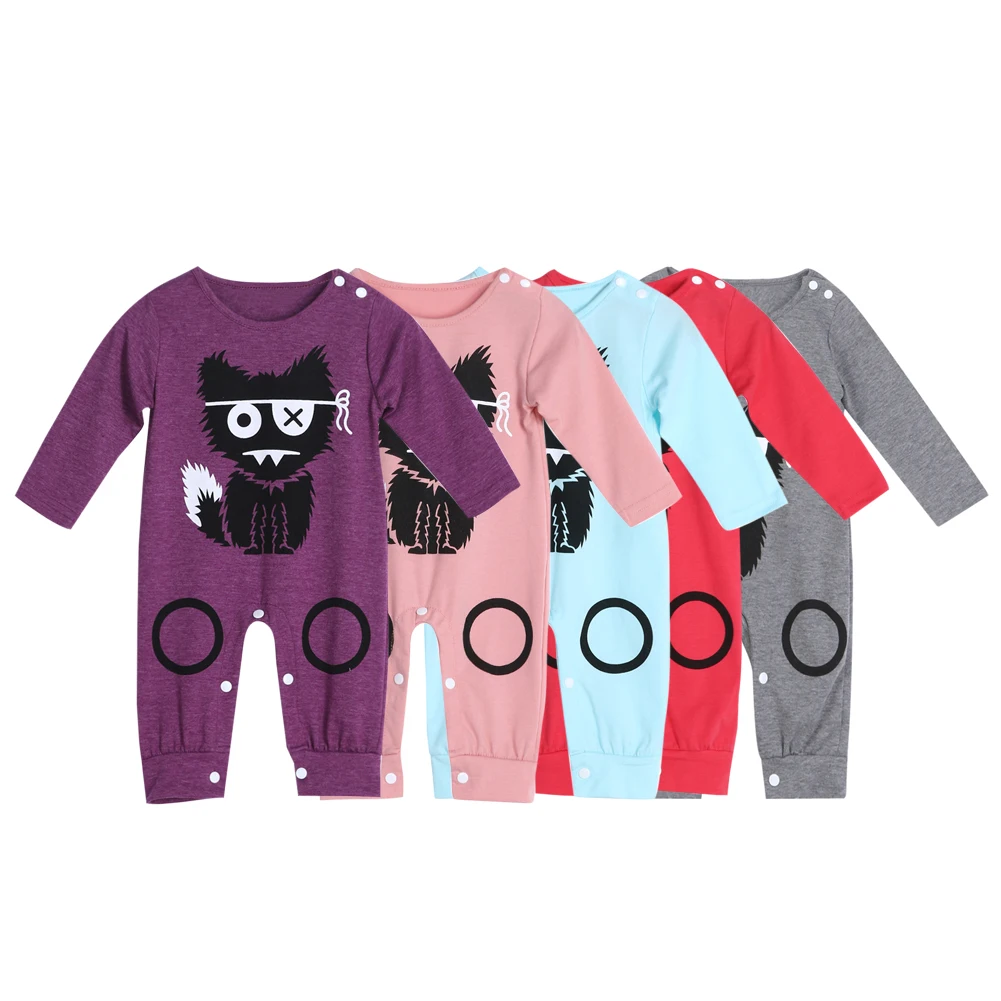 

2017 Baby Boy Clothes Long Sleeve Baby Rompers Newborn Cartoon Wolf Baby Girl Clothing Jumpsuit Infant Clothing