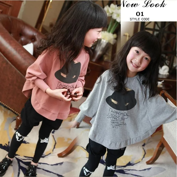 

Hot Sale Spring And Autumn Girl T Shirt Long Sleeve Child Batwing Loose T-shirts Kids Clothes Children Fashion Tops Free Ship