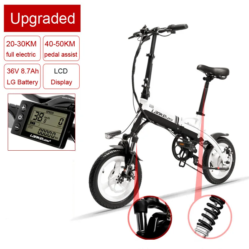 A6 мини складной E велосипед, 3500 Вт, 36 В/8.7A, 14 дюймов электрический велосипед, скрытая батарея, обод из магниевого сплава, подвесная вилка - Цвет: Black-LCD