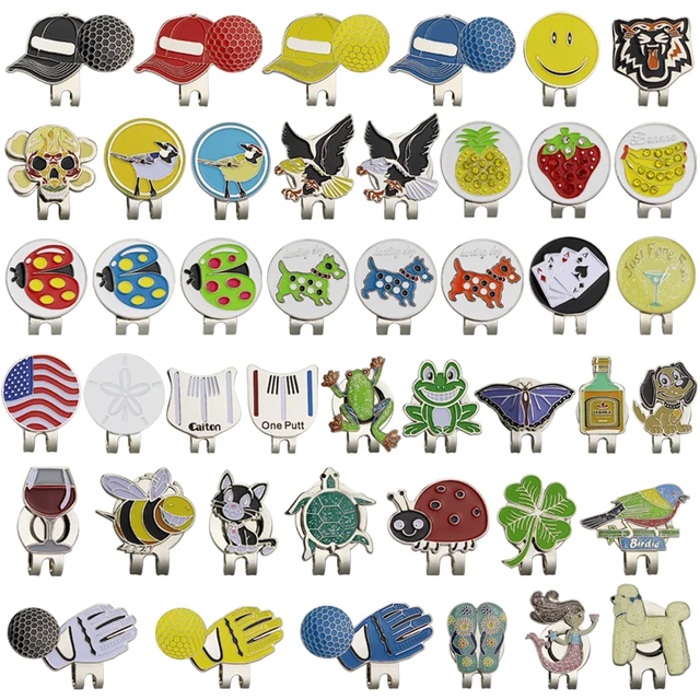 US $2.18 Golf Ball Mark with Golf Hat Clip Magnetic Outdoor Alloy golf marker supplies accessories Drop Ship