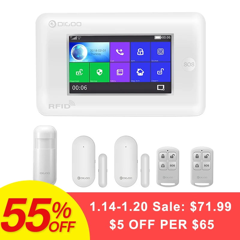 Digoo DG-HAMA Touch Screen 433MHz GSM WIFI DIY Smart Home Security Alarm System Kits Upgrade Compatible with Alexa VS DG-Hosa Digoo DG-HAMA Touch Screen 433MHz GSM WIFI DIY Smart Home Security Alarm System Kits Upgrade Compatible with Alexa VS DG-Hosa