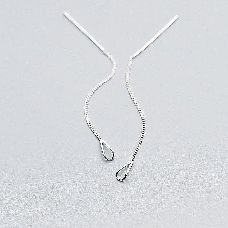 INZATT 925 Sterling Silver 6.3cm Long Tassel Chain Drop Sticker Bar Dangle Drop Earrings For Women Fashion Jewelry Wedding Gift - Image 5