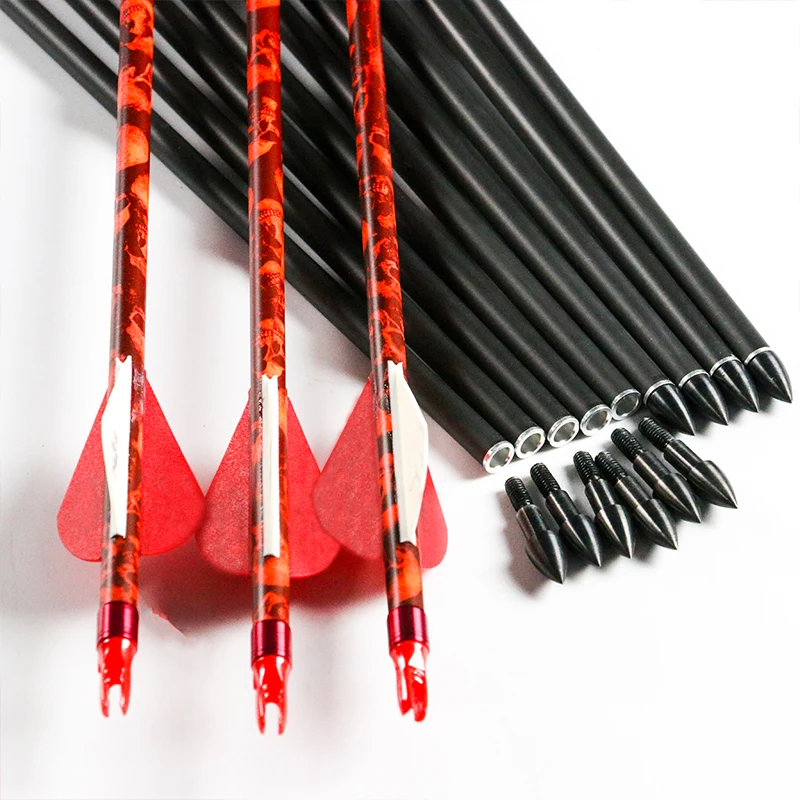 

Linkboy Archery pure carbon arrows spine500 ID6.2mm 2inch plastic vanes inster nock compound bow and arrow hunting shooting