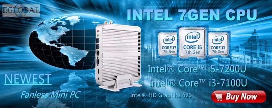 Eglobal 7-го поколения безвентиляторный мини ПК Windows10 Intel Core I7 7500U 2,7 ГГц Intel HD graphics 620 мини настольный компьютер