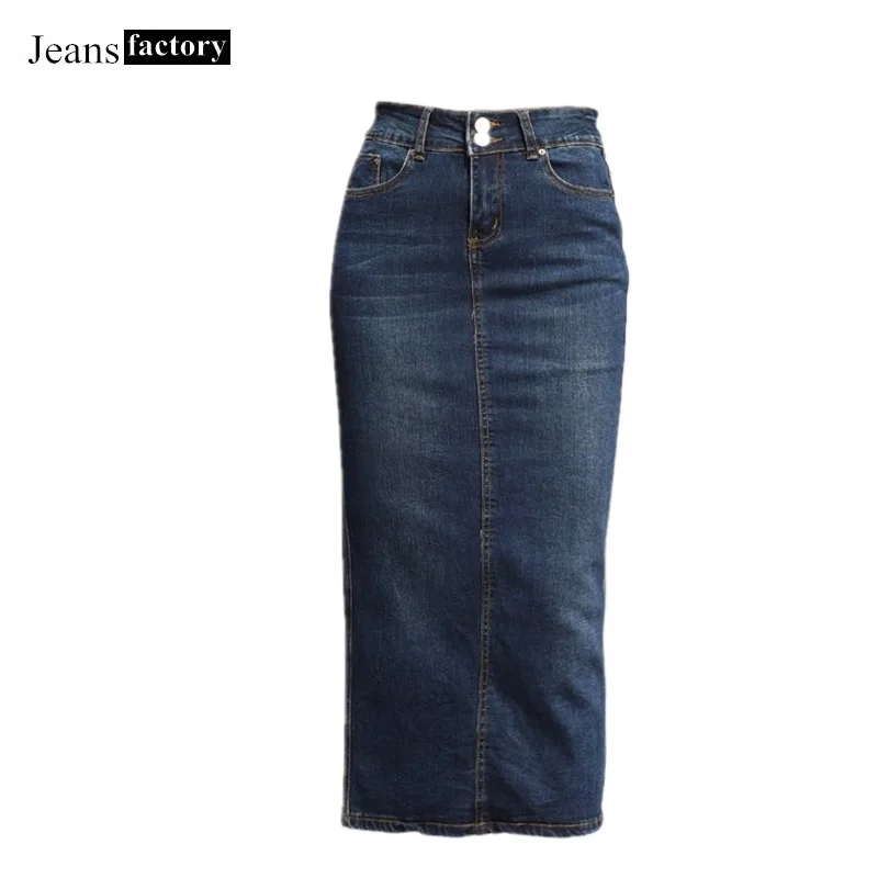 Женская прямая облегающая длинная джинсовая юбка с разрезом и завышенной талией, джинсовая юбка-карандаш, сексуальная посылка, модная женская одежда, новинка