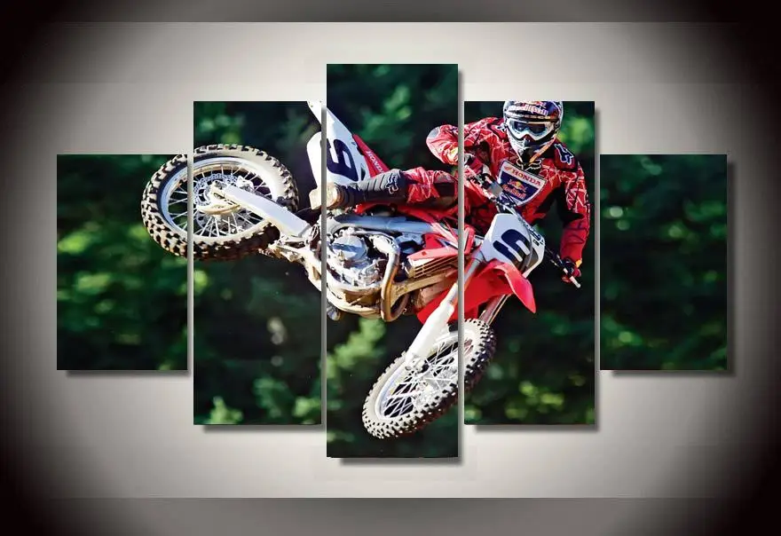 Framed Printed motocross Group Painting wall art children's room decor