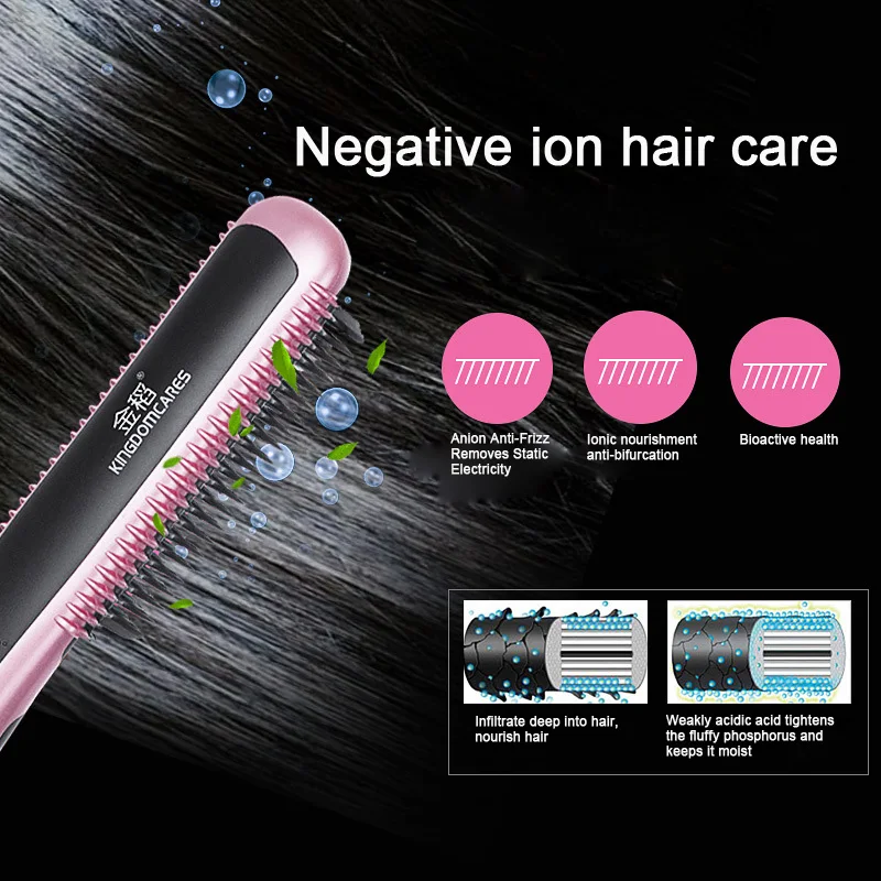 Electric Ceramic Straightener Brush PTC Heating Hair Care Styling Comb Auto Massager Straightening Irons Fast Style Hair Iron