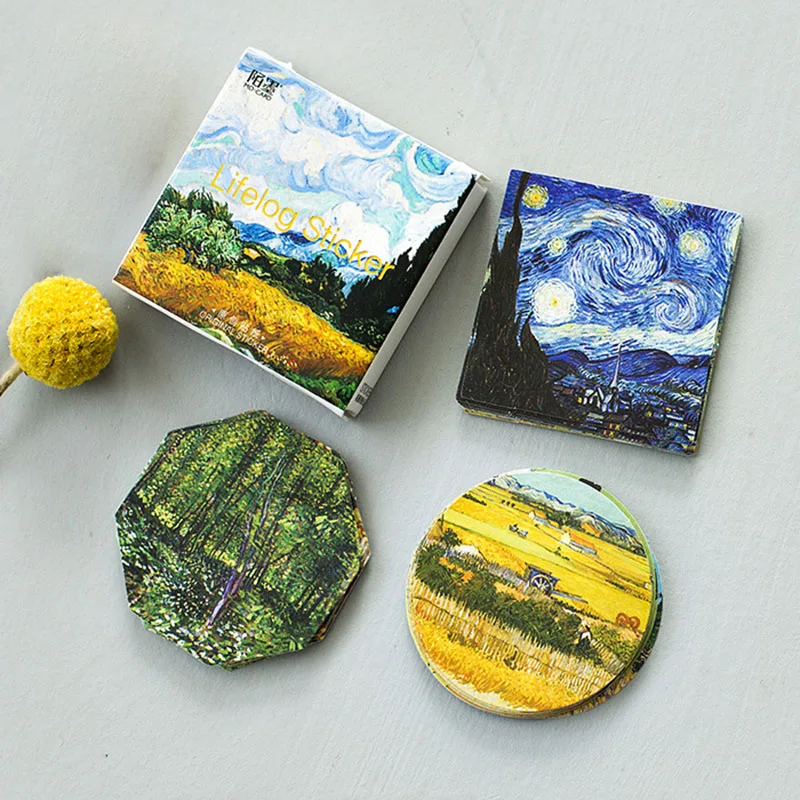 

45 pcs/box Van Gogh Stickers Oily Painting Style Paper Stickers For Bullet Journal Albums Diary Stickers Scrapbooking Decoration