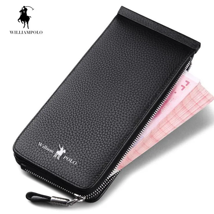 

2018 Genuine Leather Wallet Zippy Card Holder Phone Men Wallet Fashion Handy Purse Card & ID Holders