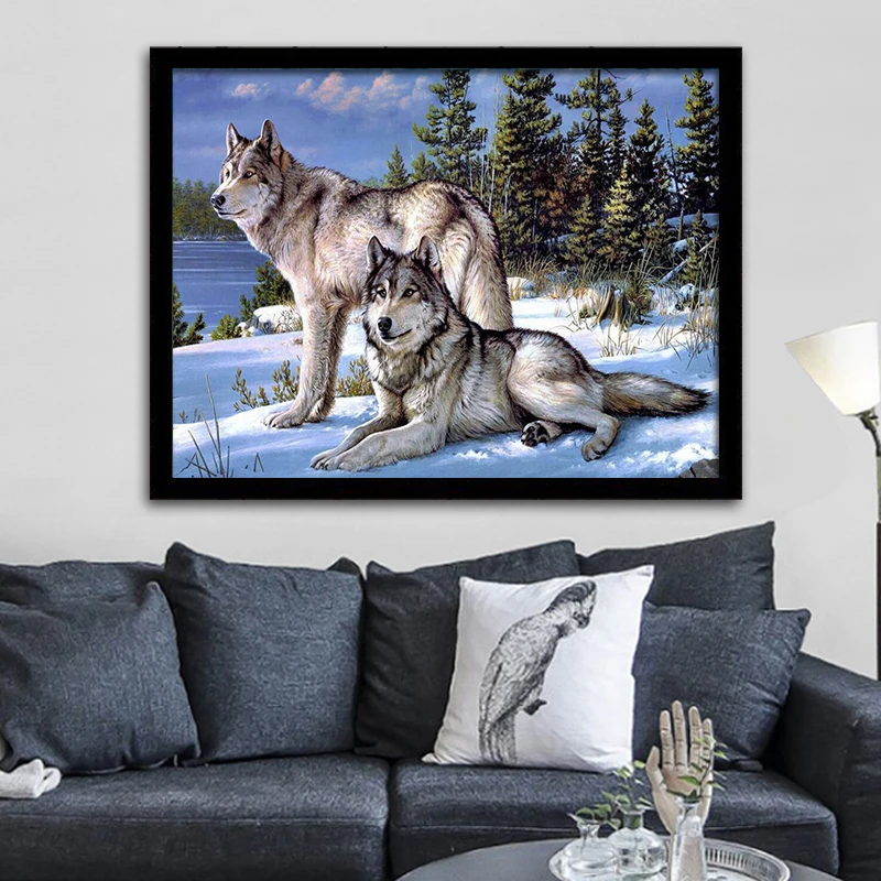 

5D DIY Diamond Embroidery Snow Wolf Diamond Painting Cross Stitch Full Square&Round Rhinestone Mosaic Home Decor Gifts
