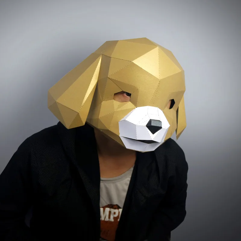 3D Бумажная Маска Модный милый щенок вырытый животное костюм косплей сделай сам