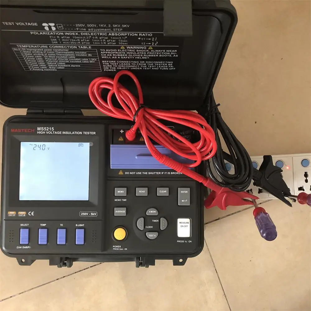 MASTECH MS5215 High Voltage Digital Insulation Resistance Tester Megometro Megger 5000V 3mA, Temp(-10-70C) MASTECH MS5215 High Voltage Digital Insulation Resistance Tester Megometro Megger 5000V 3mA, Temp(-10-70C)