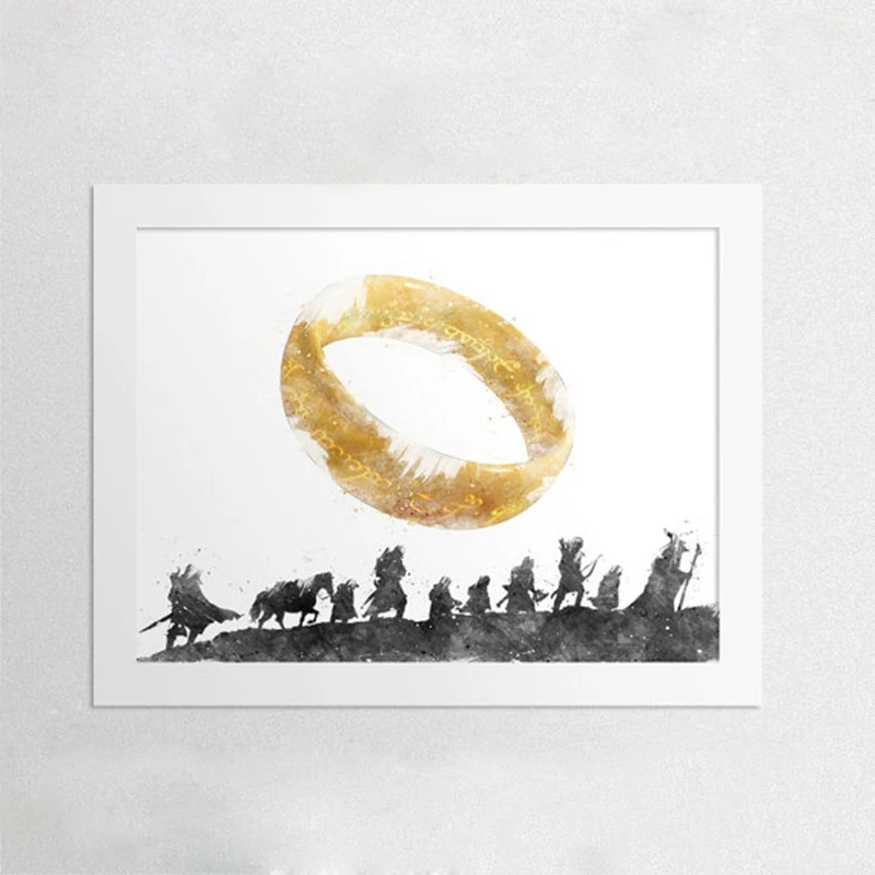 

The Lord Of The Rings Canvas Art Print and Poster , Watercolor Fellowship Of The Ring Elvish Circle Canvas Printing Wall Picture