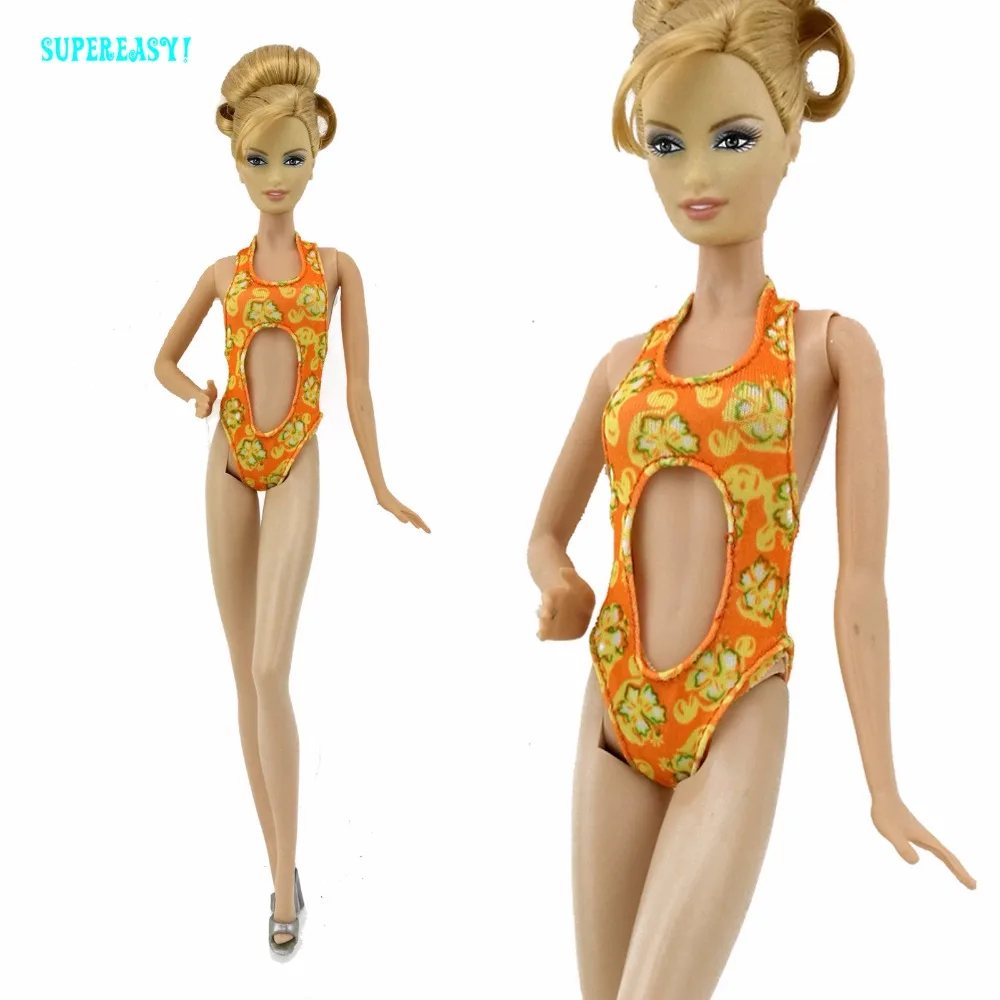 

One Piece Swimsuits Fashion Bikini Summer Beach Bathing Costume Shoes Slippers Clothes For Barbie Doll Kurhn Dollhouse Toy Gift