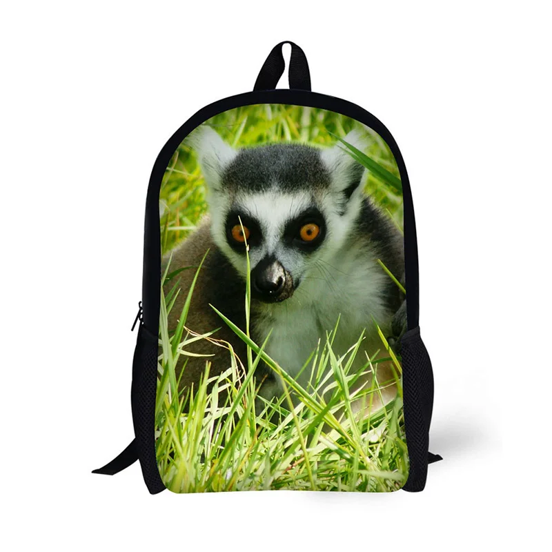 Школьный рюкзак для детей креативный классический с принтом Lemur animal школьников и
