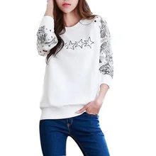Hoody 2016 Autumn Winter Sweatshirts Hoodies for Women Fashion Star Printed Long Sleeve Casual Cotton Tracksuits