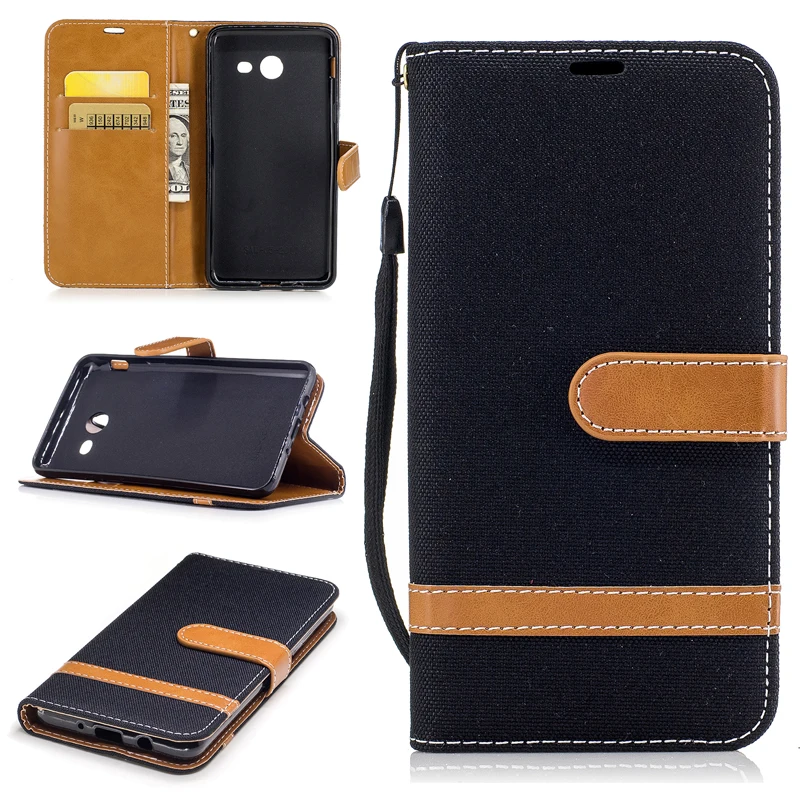 

Cowboy Jean&PU Leather Case for Samsung Galaxy J5(2017) J530 Kickstand Flip Mobile Phone Case with Wallet Card Holders& Lanyard