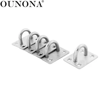 

5pcs Stainless Steel U Design Screws Mount Ceiling Hook Hanger 4 Install Holes Silver Tone - Size M