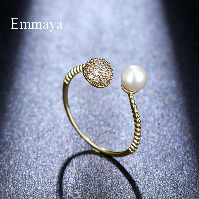 Женское кольцо с фианитом Emmaya облегающее Золотое для девушек и женщин|Кольца| |