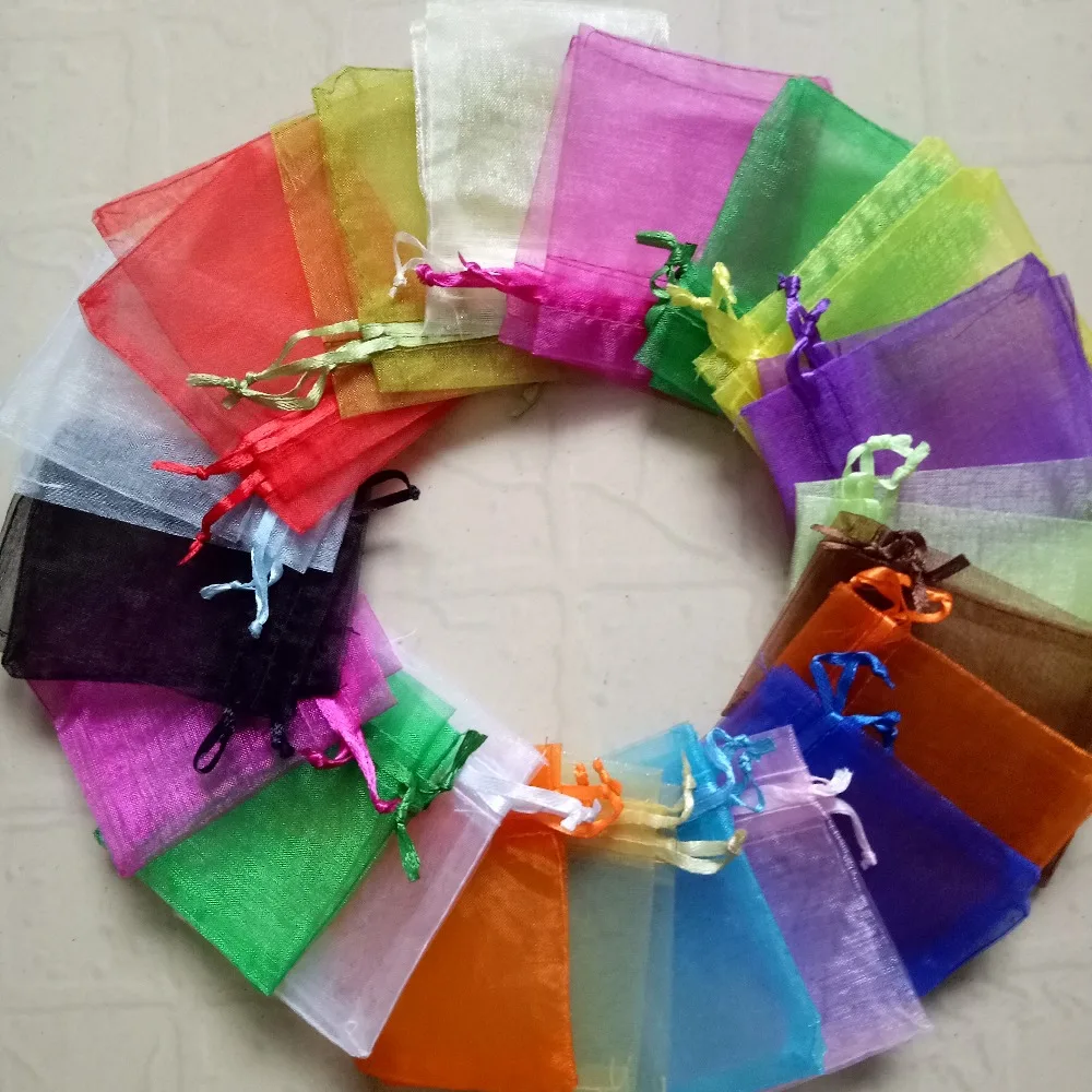 

2018 50pcs 9x12 Drawable Colors Organza Bag Drawstring Pouch Wedding Birthday Party Gift For Jewelry Packaging Bags Storage Bag