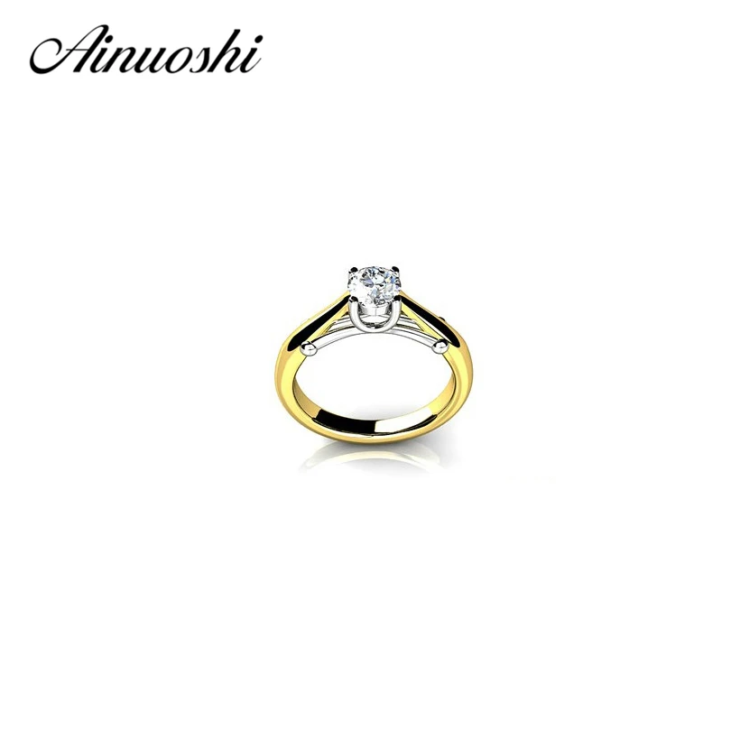 AINOUSHI 1ct Solitaire кольцо с круглой огранкой, имитированное кольцо, настоящее 925 пробы, серебряное кольцо для женщин, свадебное обручальное предложение, ювелирное изделие