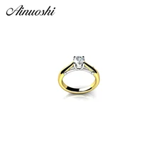 AINOUSHI 1ct Solitaire кольцо с круглой огранкой, имитированное кольцо, настоящее 925 пробы, серебряное кольцо для женщин, свадебное обручальное предложение, ювелирное изделие