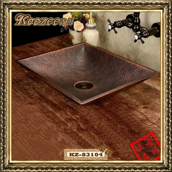 Best European-style Garden Antique Copper Basin Wash Basin Square Bathroom Sink