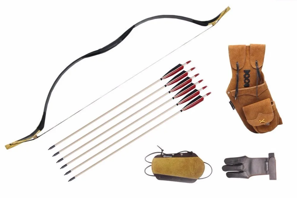 Longbowmaker ручной работы стрельба из лука набор монгольский Стиль Longbow черный кожа