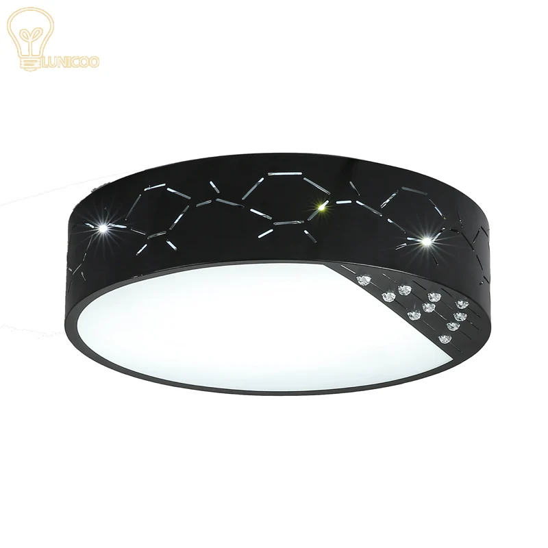 

LUNICOO LED Modern Ceiling Lamp for Living Room Black and White Color with Crystal Plafon Techo iluminacion lustre de plafond