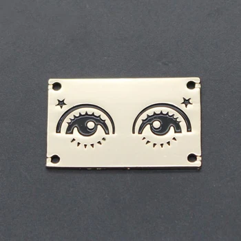 

custom top grade alloy trademark labels main labels for clothing embossed metal labels sewing for grament scutcheon 1.8*3cm eyes