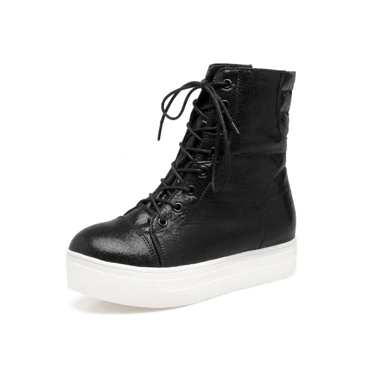 New Ladies Casual Lace Up Ankle Boots Fashion Gold Silver Black Women Sneakers 2018 Platform Shoes Woman Women's Winter Boots (6)
