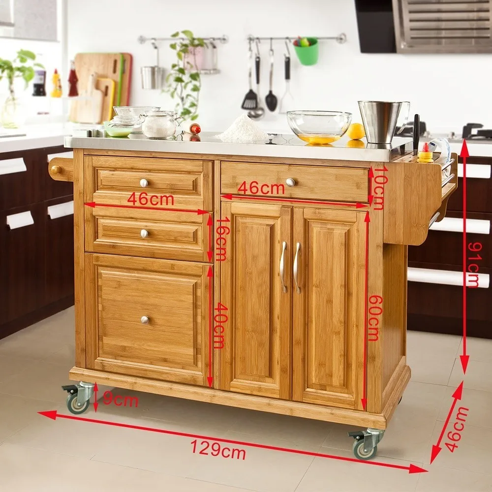 Sobuy Fkw14 N Xxl Kitchen Trolley With Big Storage Cabinet