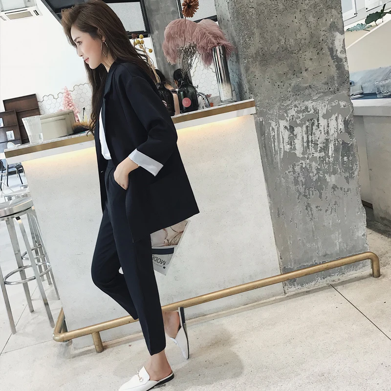 Women Pant suits suit female autumn new OL slim double-breasted Blazers suit+casual pants two-piece Women's Set Women Pant suits suit female autumn new OL slim double-breasted Blazers suit+casual pants two-piece Women's Set